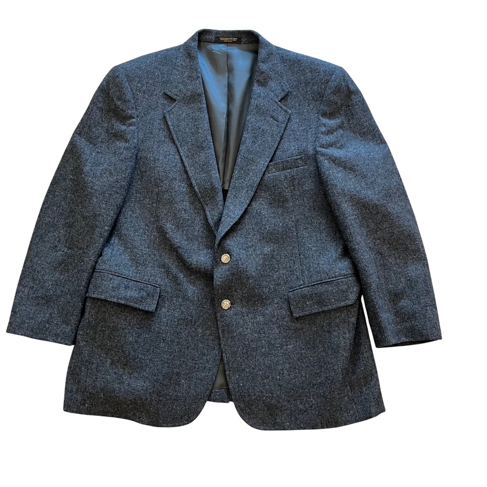 Evan-Picone Mens Gray 100% Pure Wool Tweed Blazer Sport Coat Made in USA 44-46